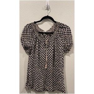 JOIE Elephant Print Short Sleeve Silk Blouse